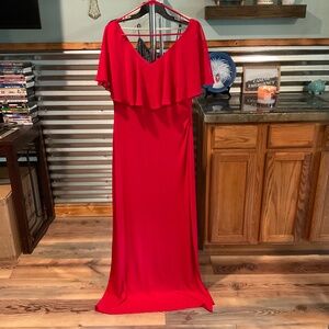 Ruffled Long Red Dress